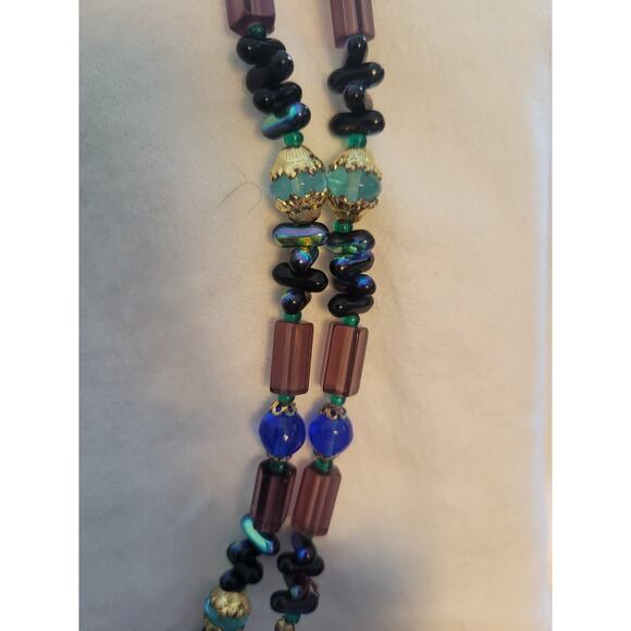 Beaded Necklace Acrylic Multi Colors 60" Long Strand - Picture 4 of 9